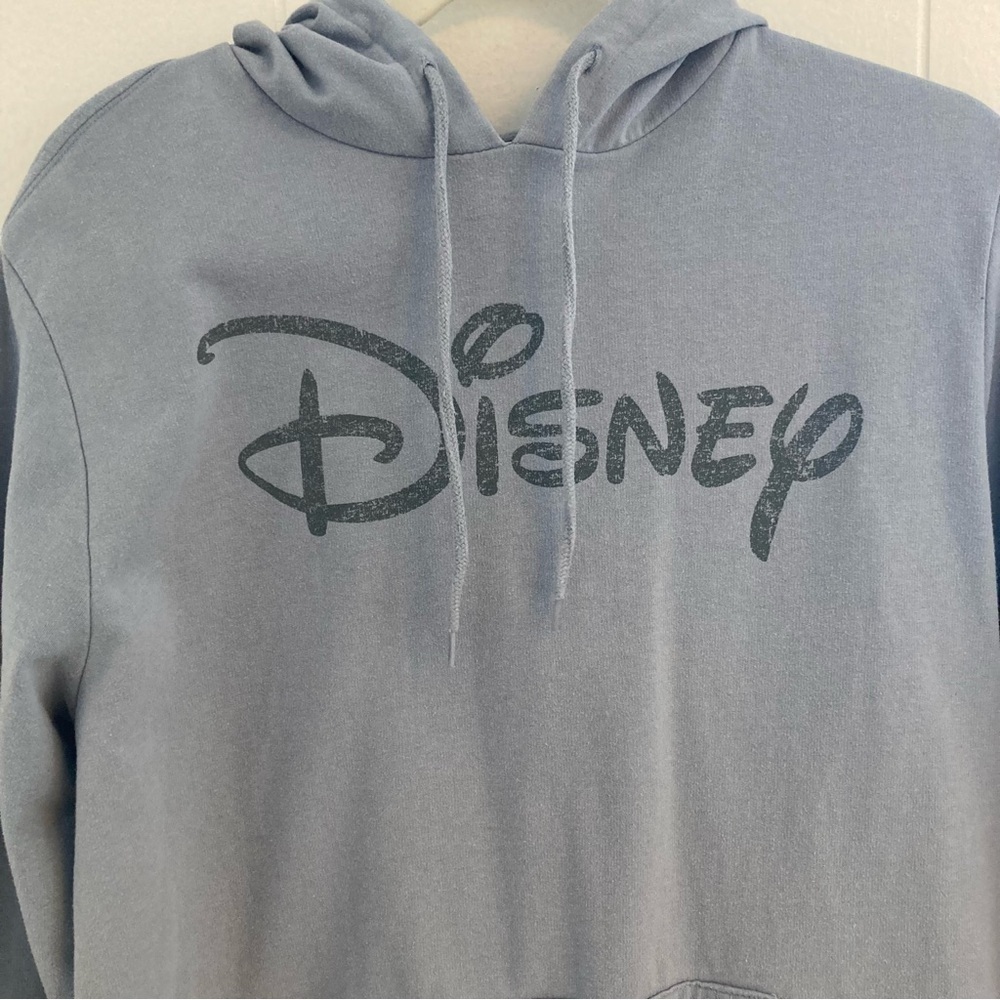Disney Blue Logo Hoodie Sweatshirt Women’s Size Medium Lightweight Soft - Picture 4 of 7